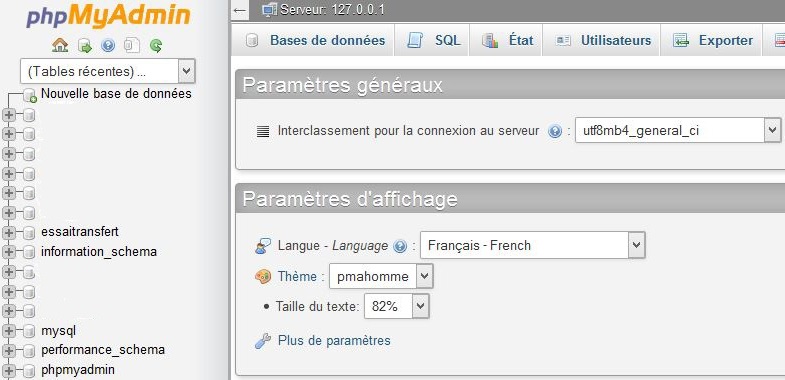 mysql nouvelle base de donnees