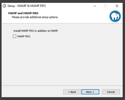 Fenêtre de sélection MAMP PRO