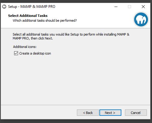 Fenêtre installation mamp create desktop icon